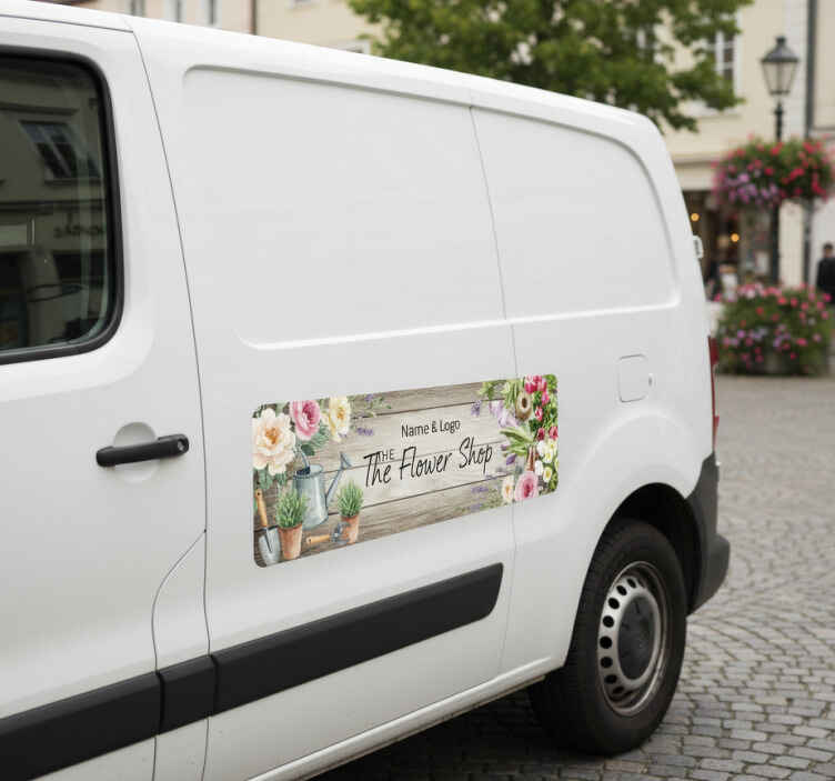 Pegatina coche floristería nombre y logo - TenVinilo