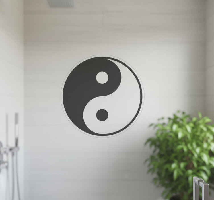 Vinilo mampara ducha yin yang minimalista - TenVinilo