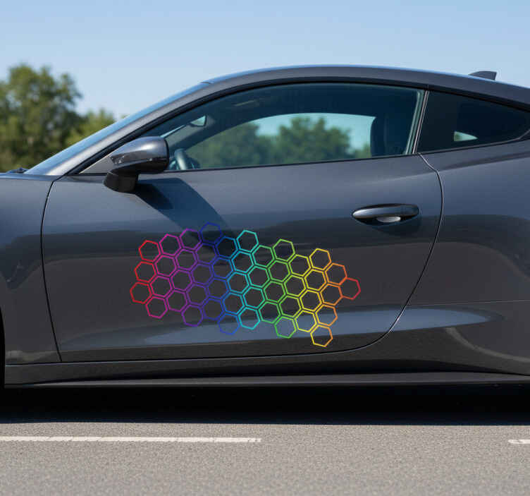 Pegatina coche formas hexagonales multicolores brillantes - TenVinilo