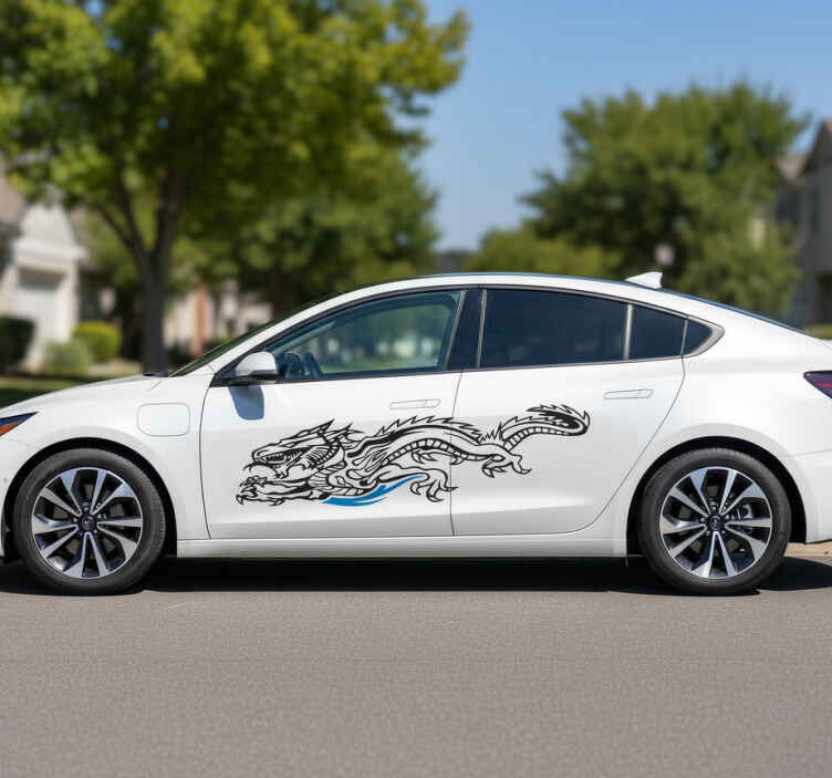 Pegatina coche dragón feroz contorneado - TenVinilo
