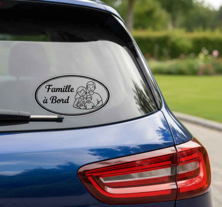 Autocollant voiture personnalisé famille à bord noir - TenStickers