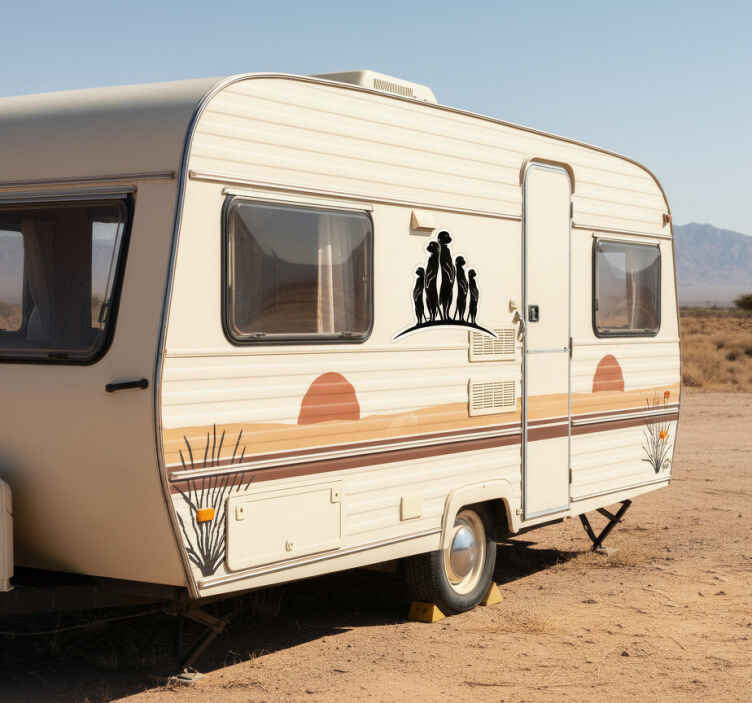 Sticker camping car famille de suricates curieux - TenStickers