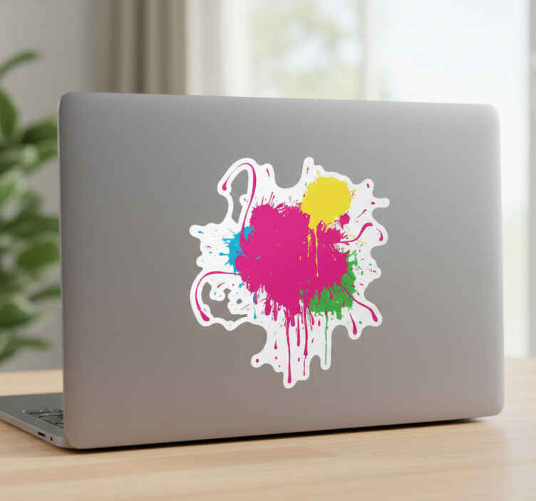 Sticker ordinateur éclaboussure de peinture vive - TenStickers