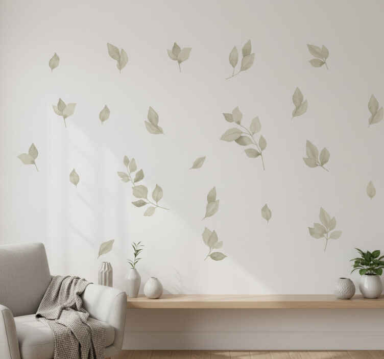 Soft earthy leafs wall sticker - TenStickers