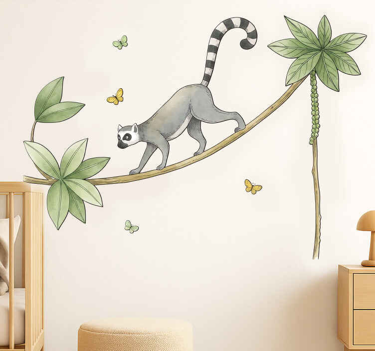 Hayvan çıkartması neşeli orman lemuru - TenStickers
