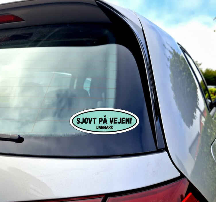 Klistermærke til bil sjovt dansk vejskilt - TenStickers