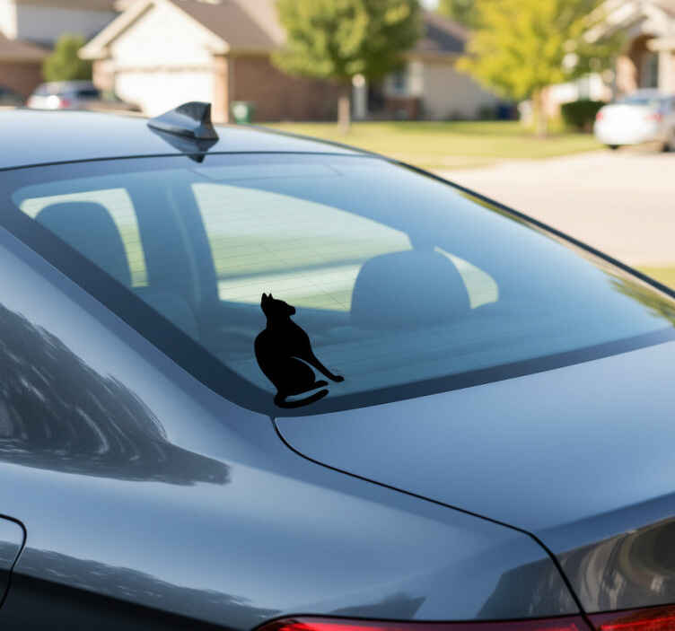 Car sticker sitting cat outline - TenStickers