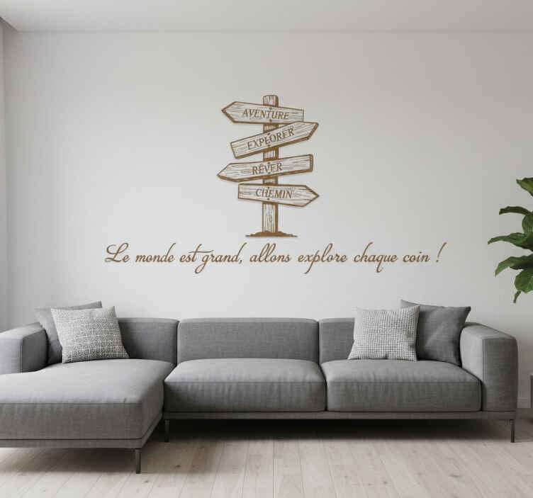 Sticker mural panneau directionnel en bois - TenStickers