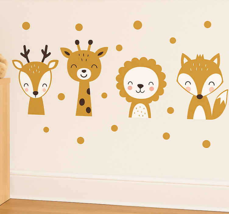 Adesivo murale teste di animali carine - TenStickers
