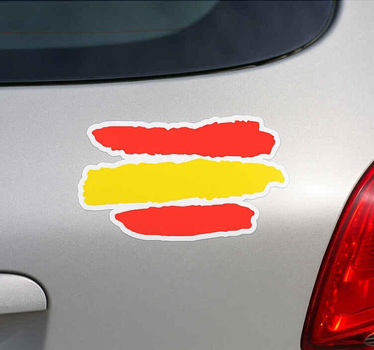 Pegatina coche pincelada bandera españa - TenVinilo