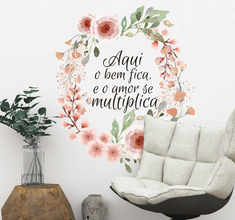 Placa Decorativa Aqui o Bem Fica e o Amor se Multiplica