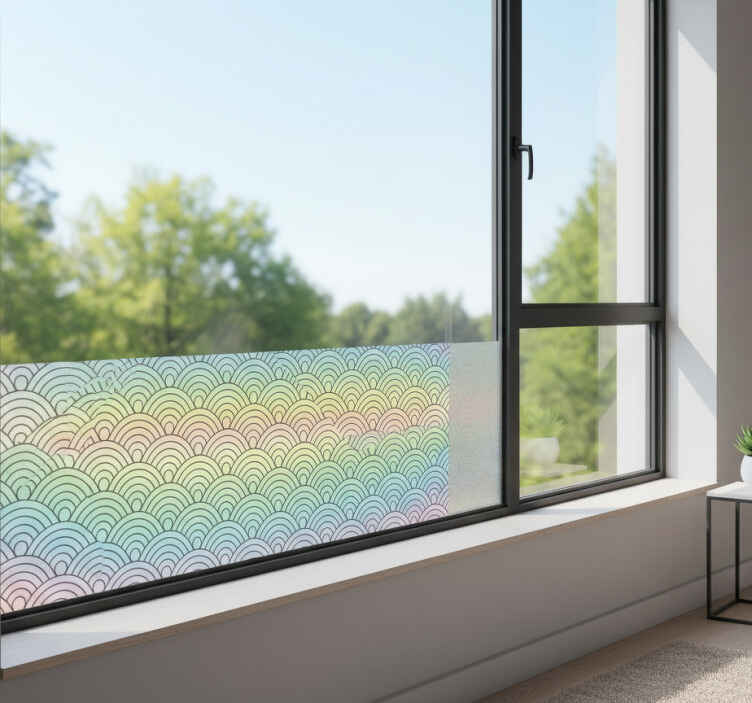 Vinilo para ventana diseño de arcos arcoíris superpuestos - TenVinilo