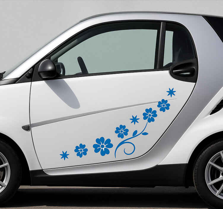 Adesivo per auto fiori blu - TenStickers