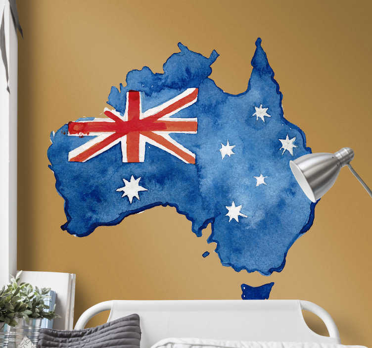 Australian Map watercolor world map wall sticker TenStickers