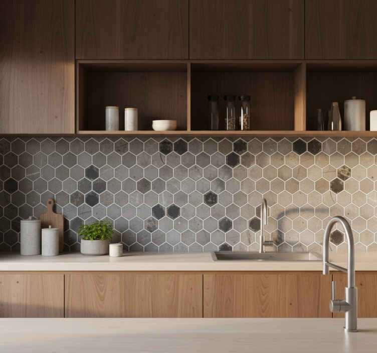 Azulejo adhesivo mármol hexagonal oscuro - TenVinilo
