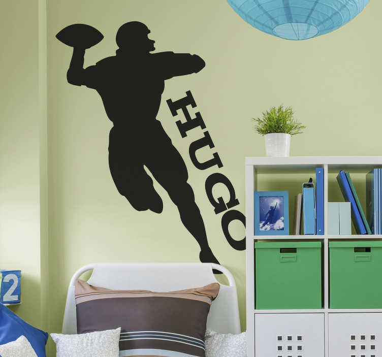Vinilo pared pase futbol americano con nombre - para decorar un