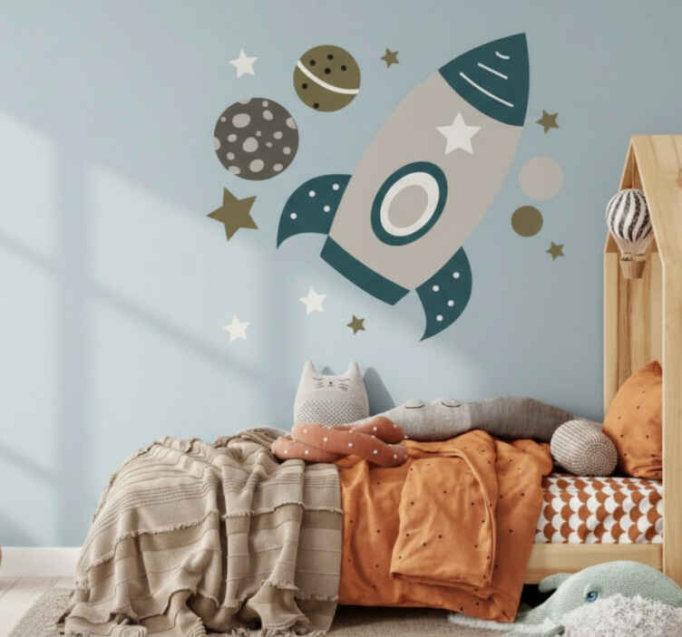 Nalepka živali vesoljski mural - TenStickers