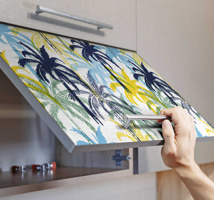 Sticker Maison Palmiers Abstraits