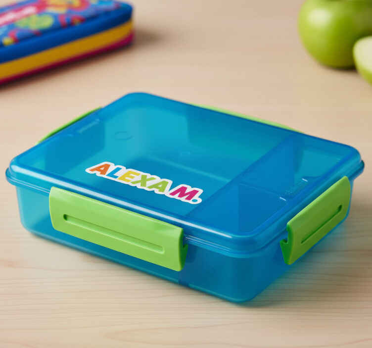 Illustration sticker colorful lettering label for lunchbox - TenStickers