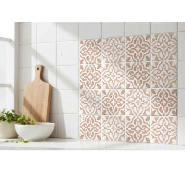 Fliesenaufkleber pink wiederholendes mediterranes design - TenStickers