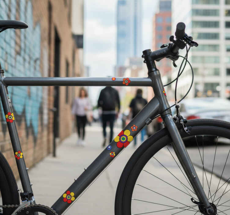 Bike sticker colorful flower decal - TenStickers
