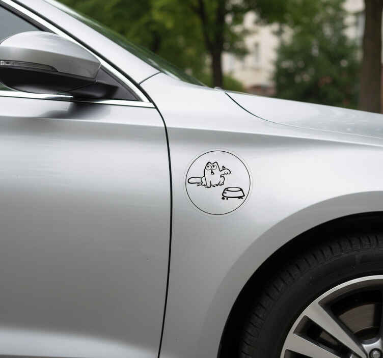Samolepka na autě hladový kočičí kreslenec - TenStickers