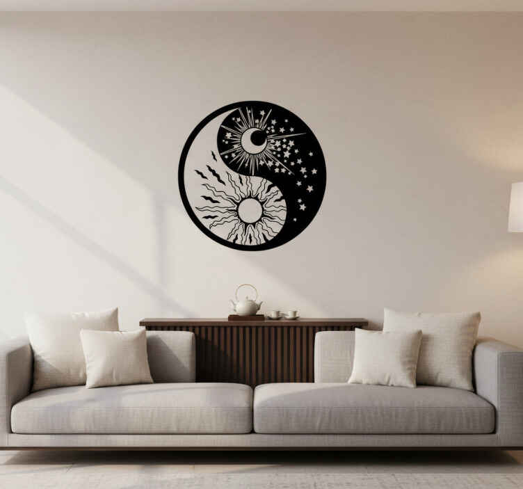 Yin yang sun and moon wall sticker - TenStickers