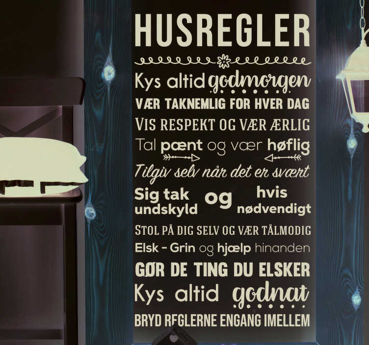 Hjemme regler stue vegg innredning - Tenstickers