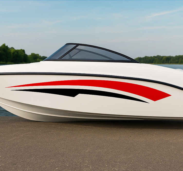 Boat decal red black speedboat stripes - TenStickers