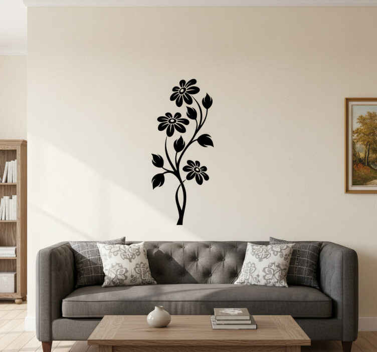 Black elegant flower wall sticker - TenStickers