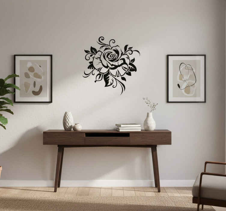 Vinilo pared flor de rosa oscura - TenVinilo