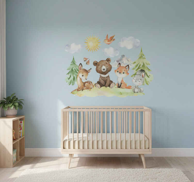 Vinilo infantil dibujos de animales del bosque - TenVinilo