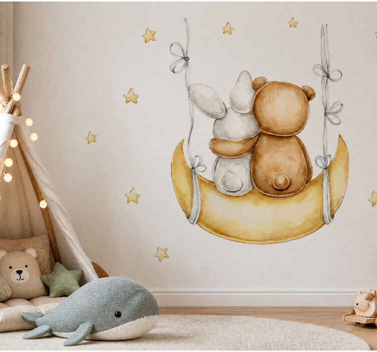 Naklejka na ścianę dla dzieci przyjaźń misia i królika - TenStickers