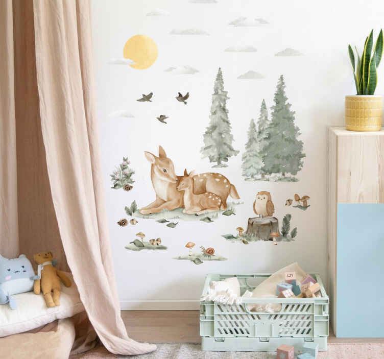 Vinilo infantil una vida tranquila en el bosque - TenVinilo
