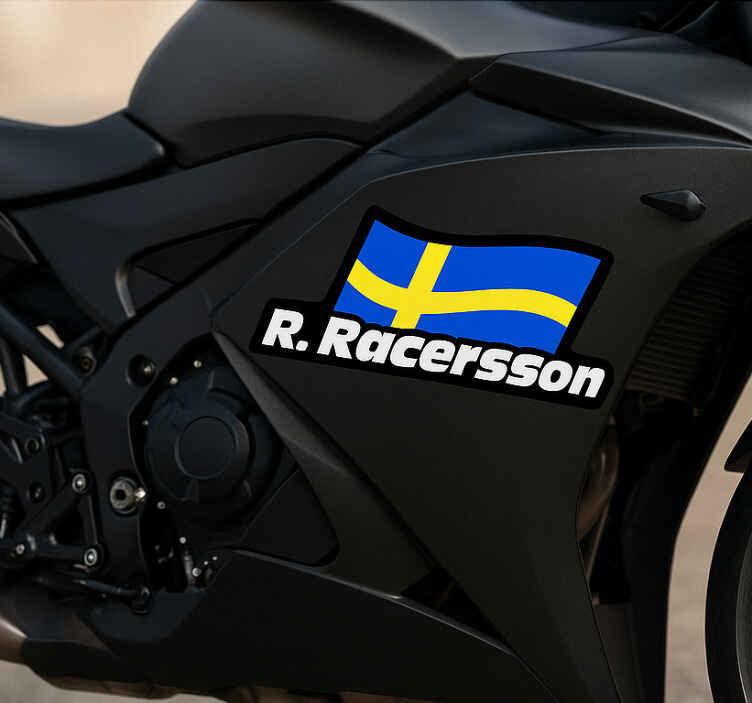 Dekaler motorcykel svensk flagga ryttaridentitet - Tenstickers