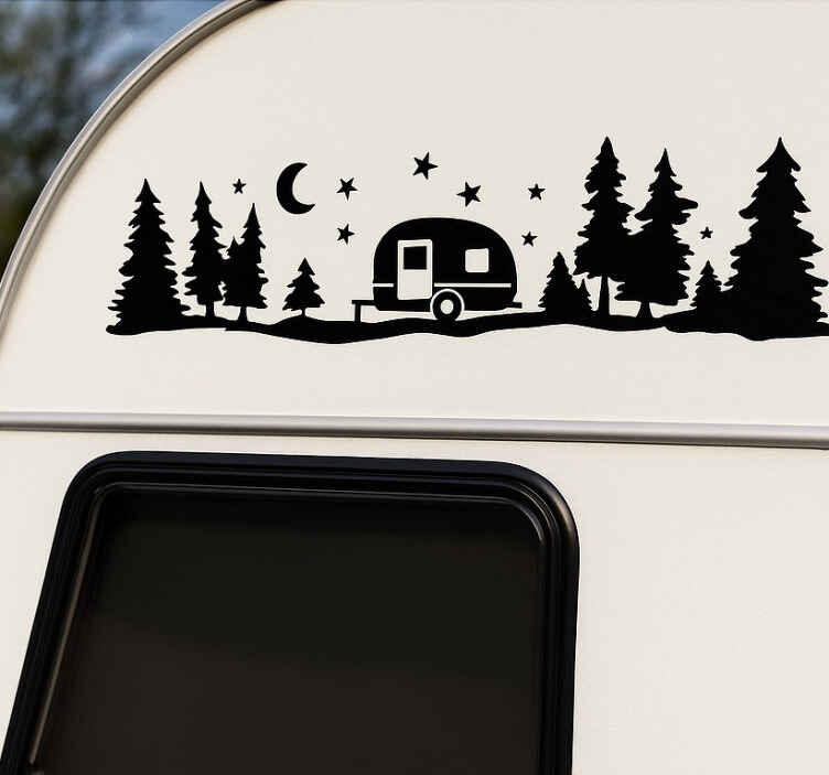 Sticker camping car nature en caravane - TenStickers