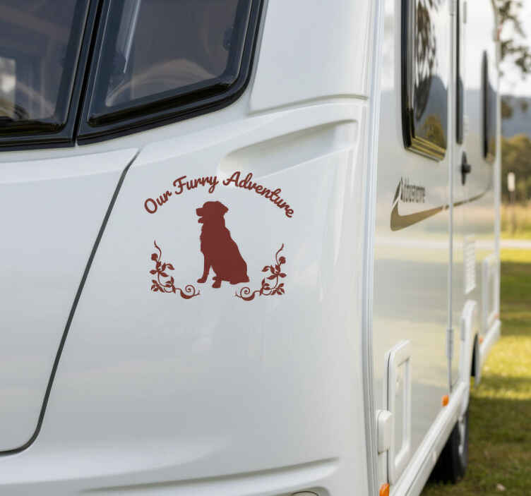 Sticker camping car chien mignon personnalisé - TenStickers