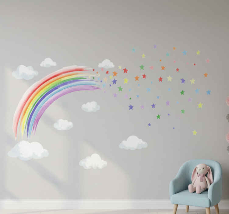 Autocolante para crianças estrelas espalhadas com arco-íris - TenStickers