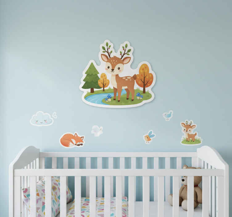Nalepka živali gozdna risana jelena - TenStickers