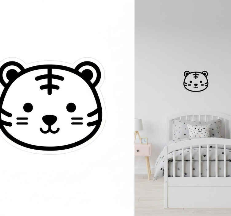 Adesivi animali per bambini faccia di tigre minimalista - TenStickers