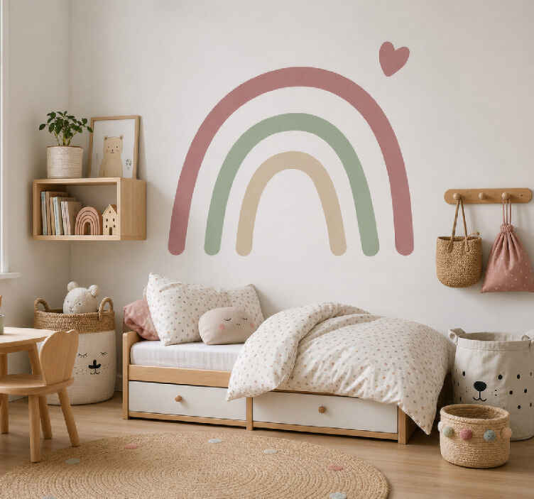 Nalepka za otroke minimalistična mavrica in srce - TenStickers
