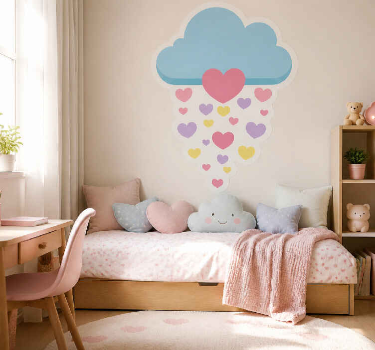 Nalepka živali dežna oblačka s srcem - TenStickers