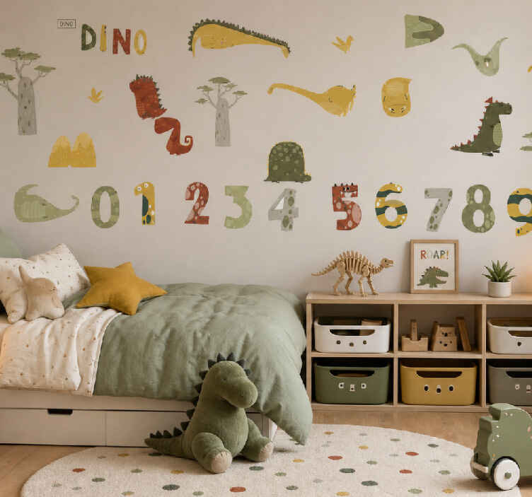 Nalepka živali komplet številk s kartonskimi dinozavri - TenStickers
