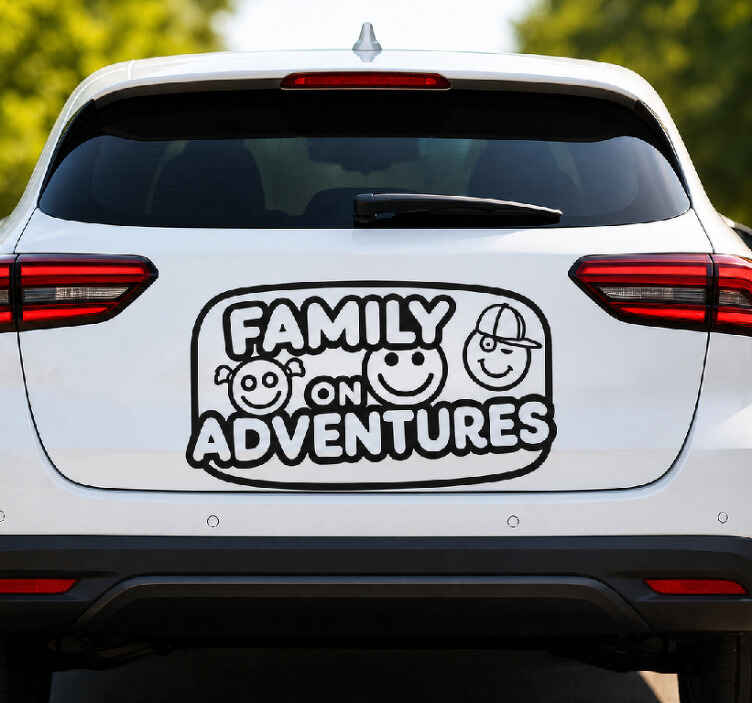 Sticker voiture visage souriant en famille - TenStickers