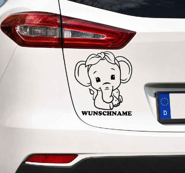 Autoaufkleber kleiner elefant namenscharakter - TenStickers