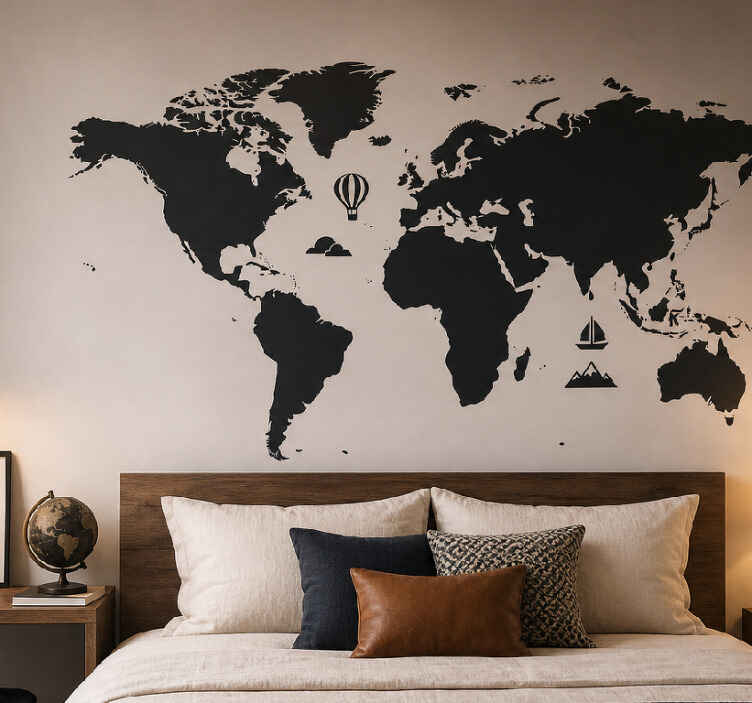 Sticker carte du monde design de voyage minimaliste - TenStickers