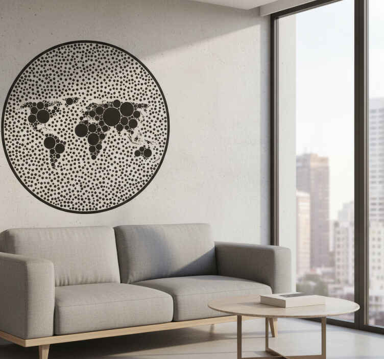 Sticker carte du monde design global circulaire - TenStickers