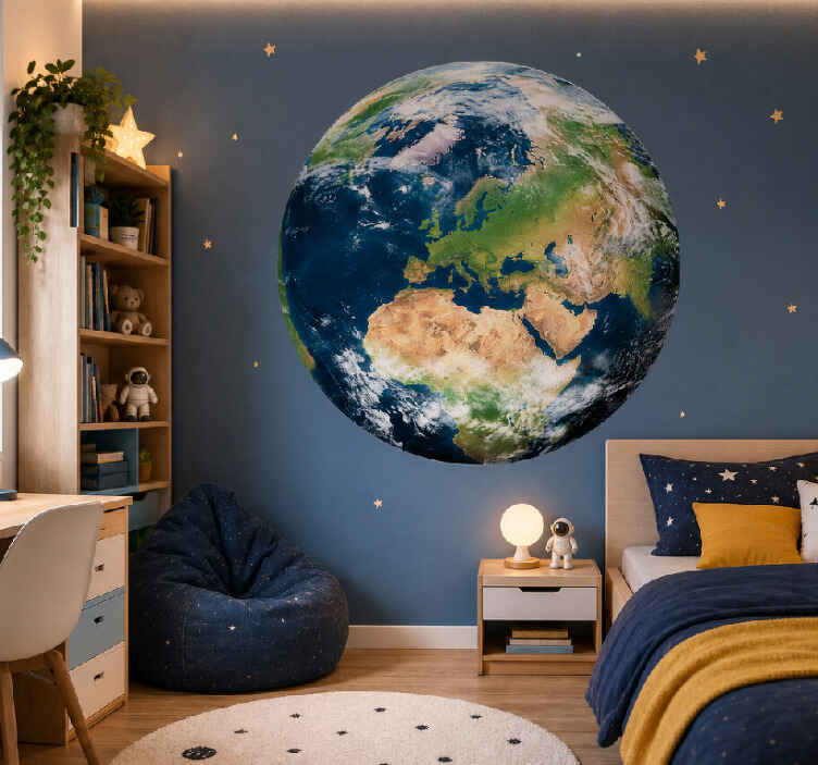Sticker carte du monde vue satellite continentale - TenStickers