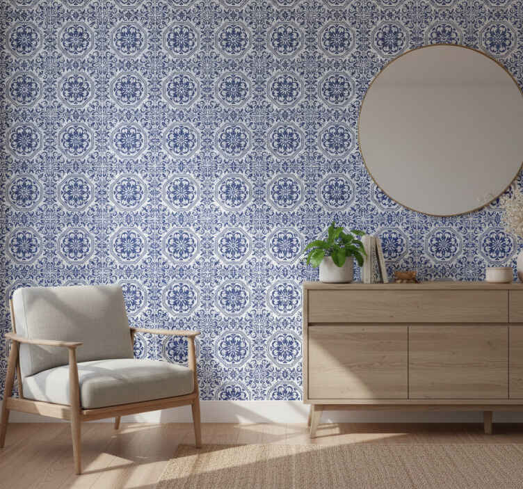 Tile sticker antique inspired blue design - TenStickers