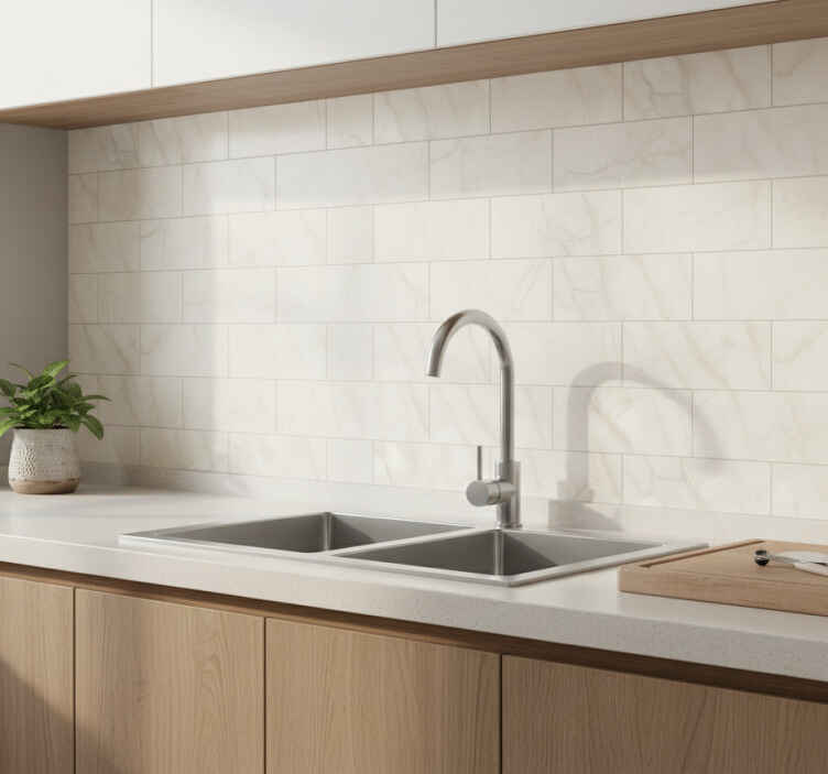 Azulejo adhesivo efecto mármol beige sutil - TenVinilo
